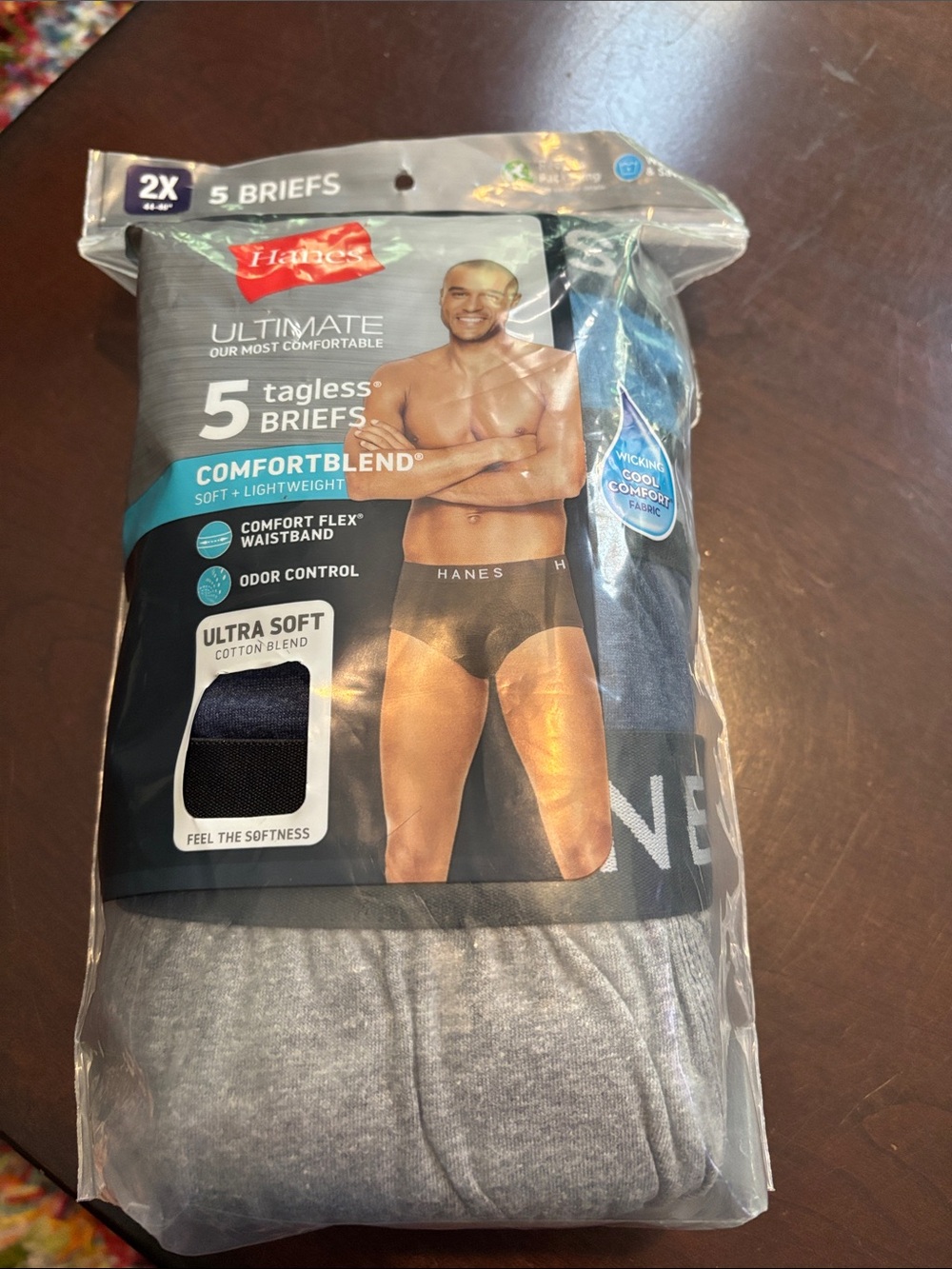 Hanes 5-Pack Tagless Comfort Flex Waist Briefs - Gray, Black, 3 Blues NWT